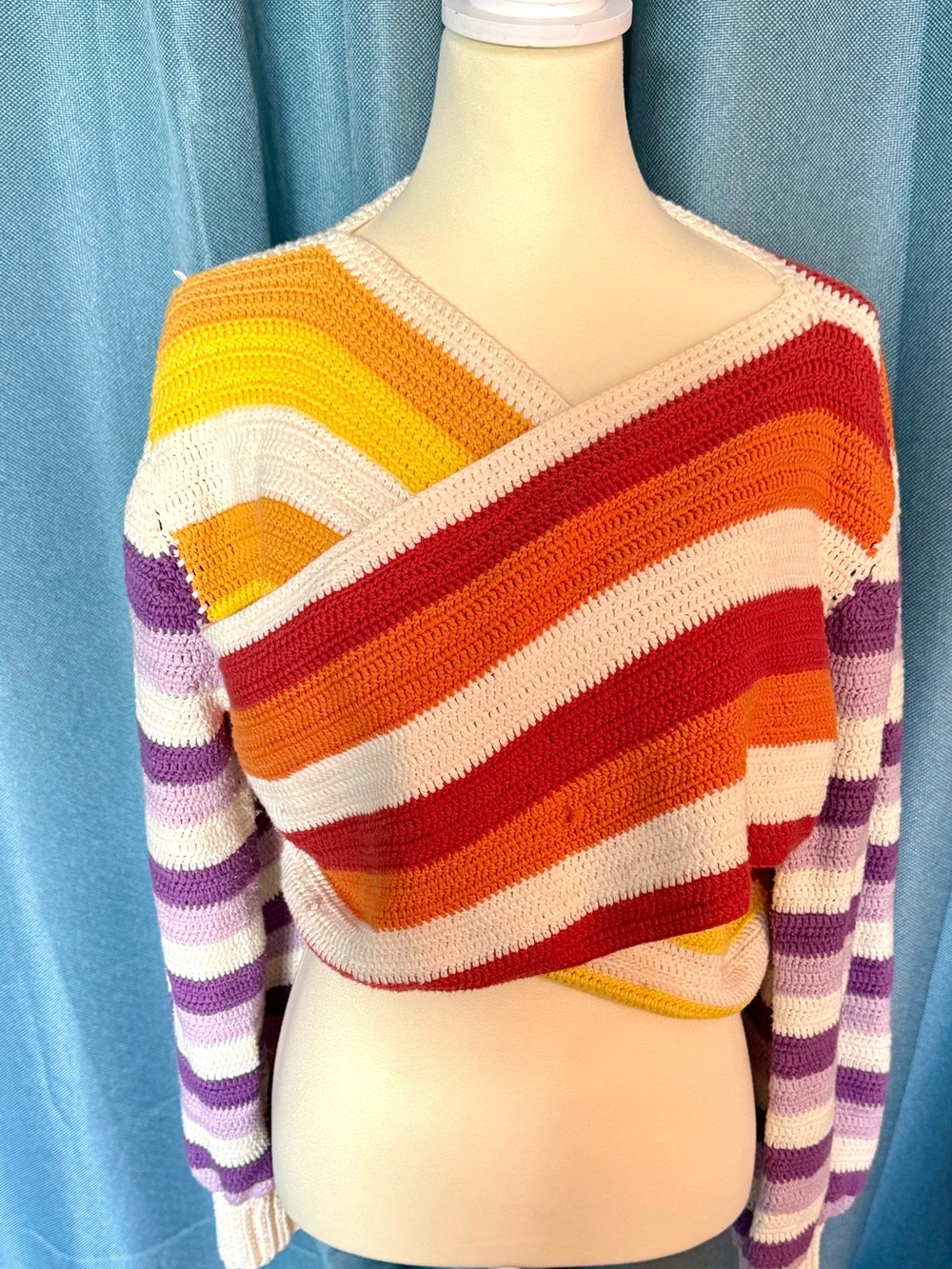FARM Rio Handmade Cotton Crochet Crop Sweater